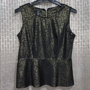 Alfani Gold/black Peplum Top
